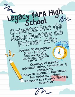 9th grade orientation June 10th 5pm to 8pm at the MPR